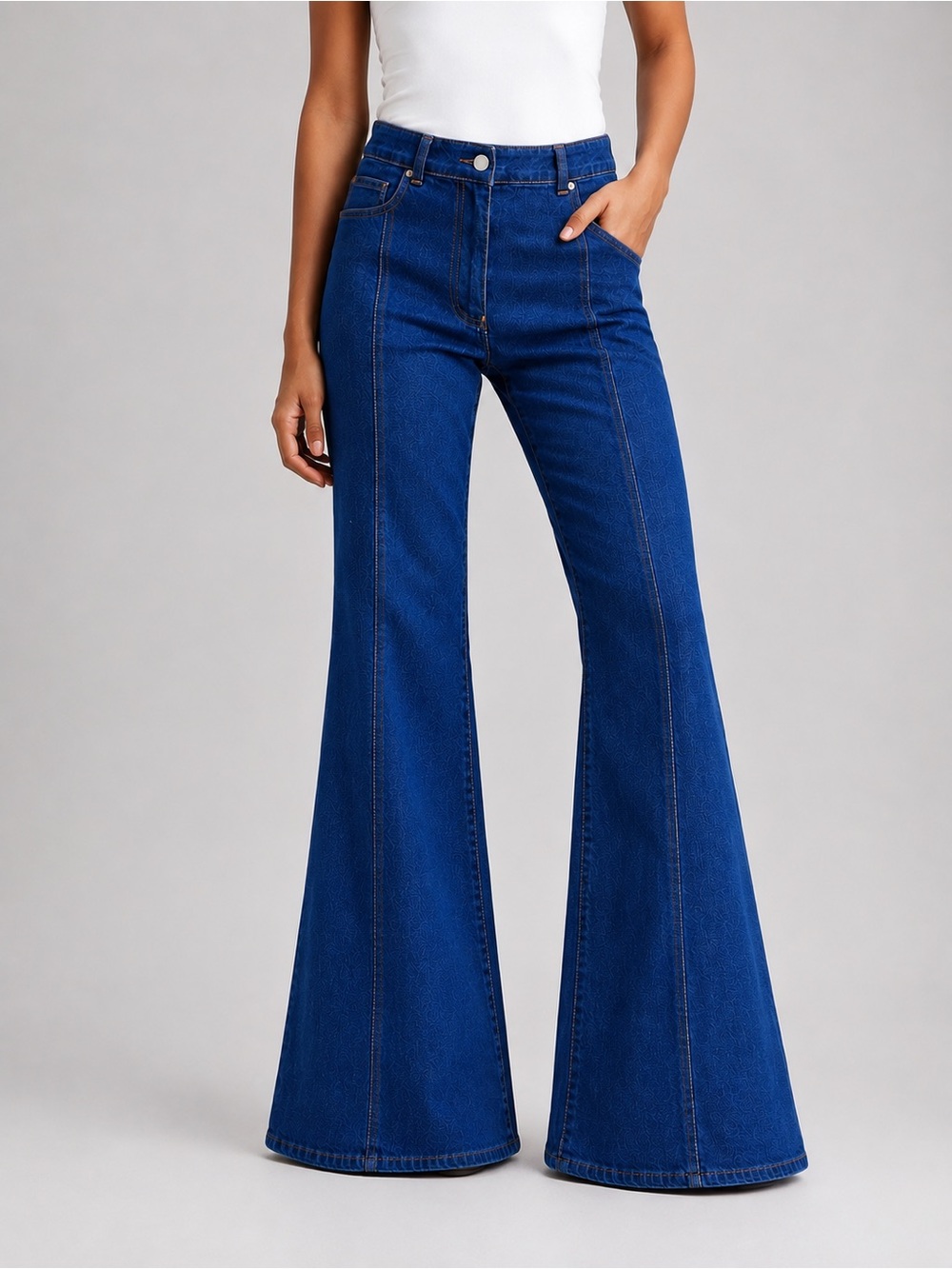 Reiss June Blue Pin Stitch Flare Jeans Approx Size 27